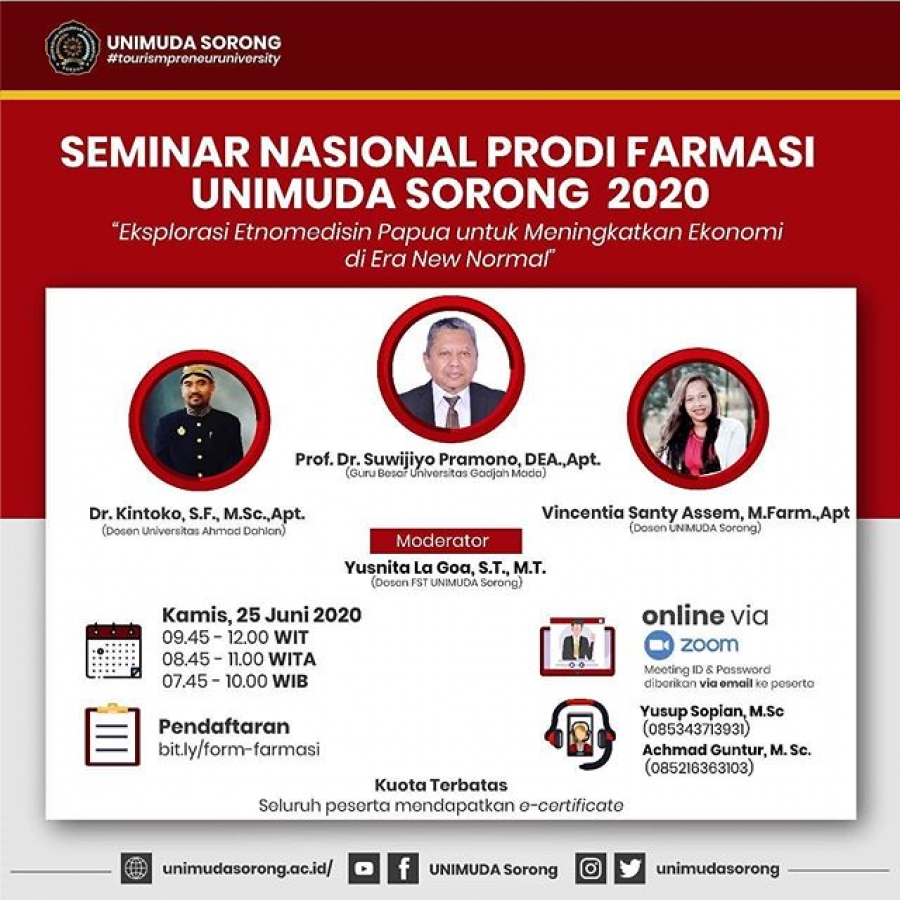 ADAKAN SEMINAR NASIONAL, FARMASI UNIMUDA SORONG MEMBAHAS TERKAIT ETNOMEDISIN dan PELUANGNYA DI ERA NEW NORMAL