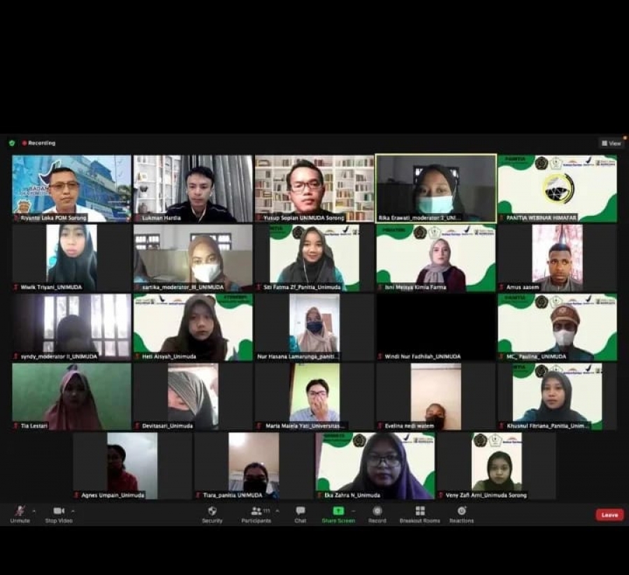 Gelar Webinar terkait kosmetik, HIMAFAR Unimuda menggandeng LOKA POM Sorong dan KIMIA Farma.
