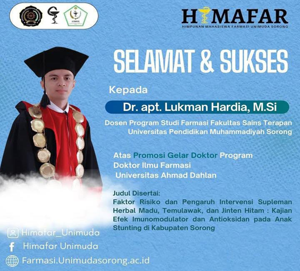 Dosen Farmasi Unimuda Sorong Raih Gelar Doktor di UAD
