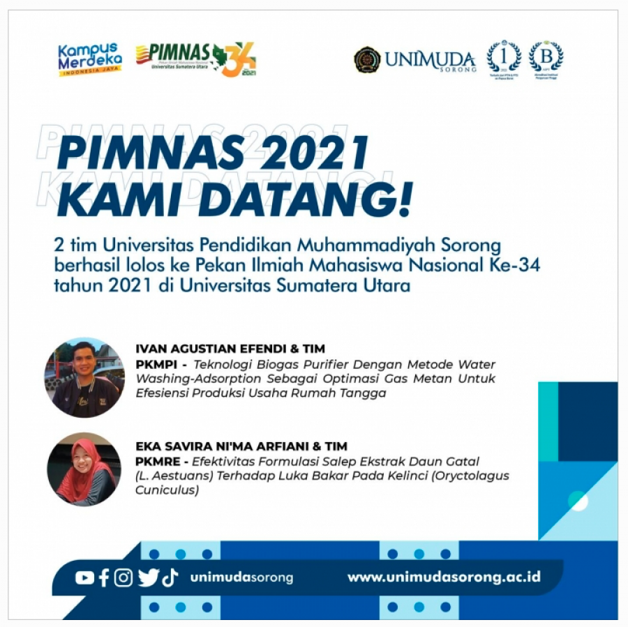 Tim PKM-RE Farmasi UNIMUDA Sorong Lolos PIMNAS XXXIV Tahun 2021
